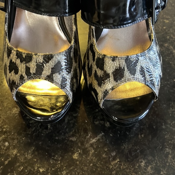 Rampage silver and black cheetah Chunky open toe 4inch heels - Picture 10 of 11